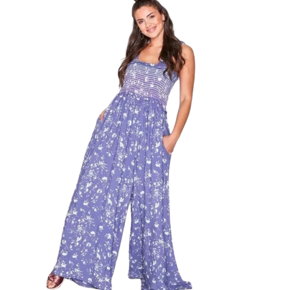 Free People Homecoming Jumper in Violet Floral Size LARGE